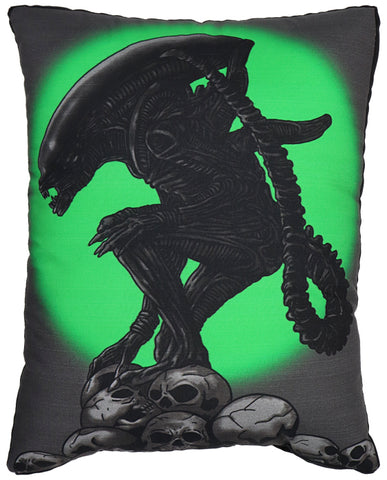 Alien on Skulls Pillow